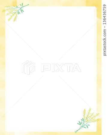 Mimosa watercolor frame vertical layout spring illustration material Mimosa watercolor frame vertical layout spring illustration material 136436759