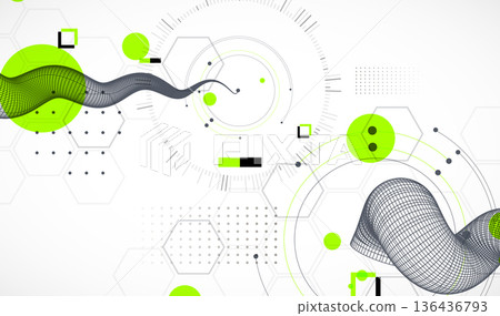 Abstract art wireframe background. Modern science or technology art elements.  Vector. 136436793