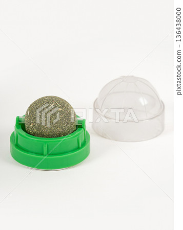 Mint ball for cats on a white background. Fun toy. 136438000