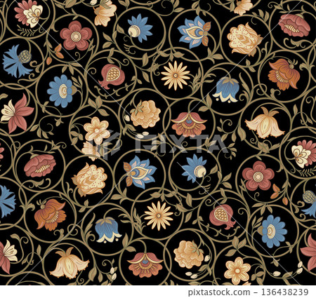 Ornate floral seamless pattern 136438239