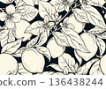Lemons and blossoms seamless pattern 136438244