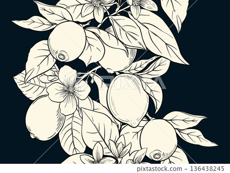 Lemons and blossoms seamless pattern Lemons and blossoms seamless pattern 136438245