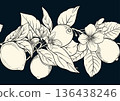 Lemons and blossoms seamless pattern 136438246