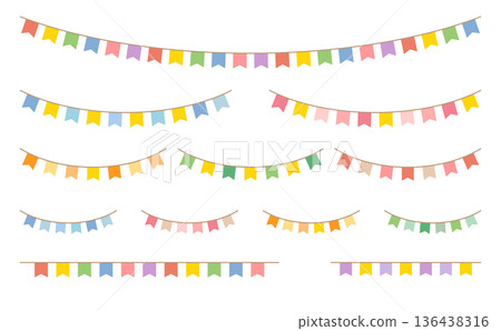 Colorful V-Cut Ribbon Garland Variation Material Set (Straight, Curved, Long, Short) Colorful V-Cut Ribbon Garland Variation Material Set (Straight, Curved, Long, Short) 136438316