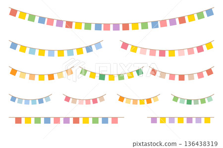 Colorful Flag Garland Variation Material Set (Straight, Curved, Long, Short) Colorful Flag Garland Variation Material Set (Straight, Curved, Long, Short) 136438319