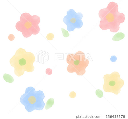 色彩鮮豔的花卉水彩插畫素材 色彩鮮豔的花卉水彩插畫素材 136438576