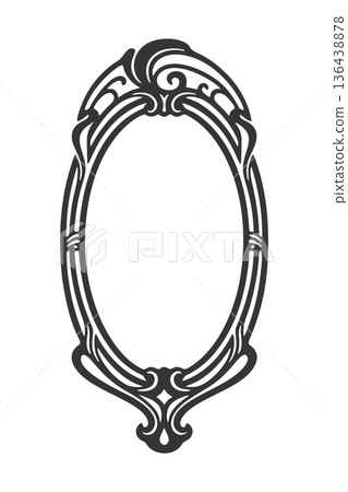 Classical oval frame silhouette icon Art Nouveau Classical oval frame silhouette icon Art Nouveau 136438878