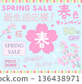 Cherry blossom and spring sale design material set Cherry blossom and spring sale design material set 136438971