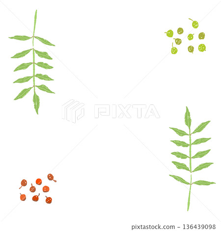 葉薑（谷中薑）邊框裝飾畫框插圖日式風格設計裝飾材料 136439098