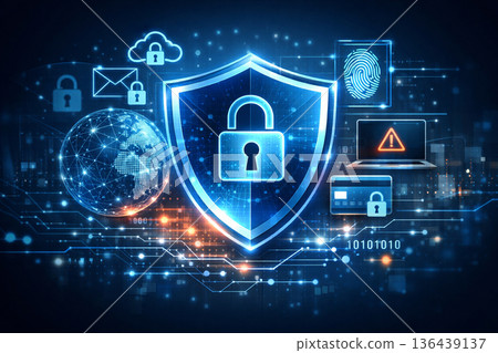 網路安全與資料保護圖片（數位背景） 136439137