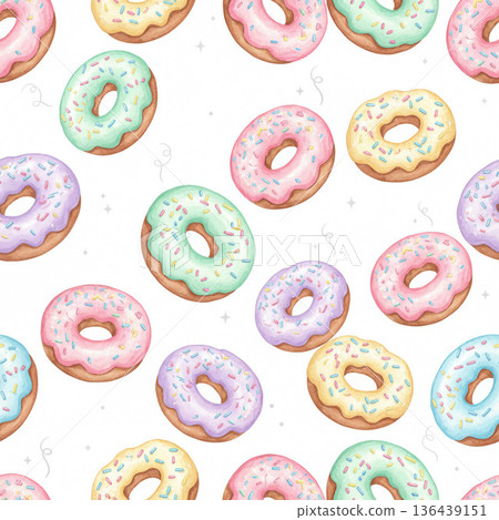 Bread and Bakery Series: Cute pattern of colorful pastel donuts 136439151