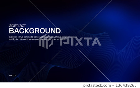 Abstract wave tech science background with blue lines for design. Graphic element with shape modern dark for banner. Abstract wave tech science background with blue lines for design. Graphic element with shape modern dark for banner. 136439263