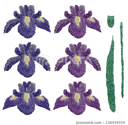 [Iris flower set] Hand embroidery illustration material 136439354