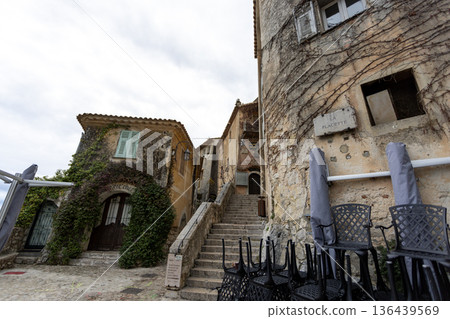 townscape of Eze town of southern France, French Riviera	 136439569