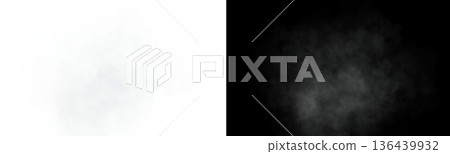 Very transparent white cloud on white and black backgrounds with soft diffusion and subtle texture Very transparent white cloud on white and black backgrounds with soft diffusion and subtle texture 136439932