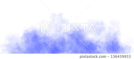 Blue smoke or mist with soft diffusion and gradient transparency on isolated background for atmospheric compositions 136439933