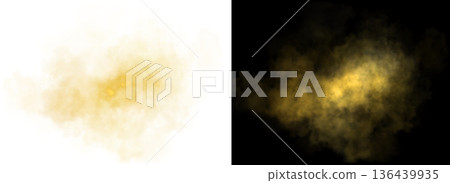 Golden transparent cloud on white and black backgrounds with soft diffusion and glowing texture for elegant compositions Golden transparent cloud on white and black backgrounds with soft diffusion and glowing texture for elegant compositions 136439935