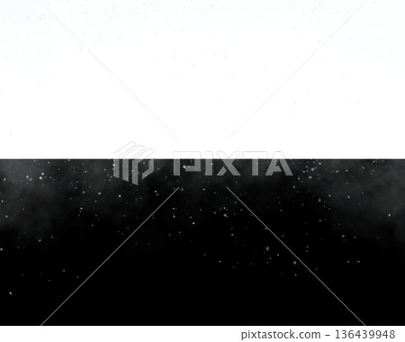 Snowflakes falling through mist on white and black backgrounds with atmospheric contrast and soft visual texture 136439948