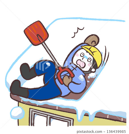 圖：一名戴著頭盔的男子在屋頂除雪時滑倒 136439985
