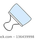 Metal binder clip for holding sheets of paper together, office supplies, doodle style vector 136439998