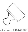 Binder clip for holding sheets of paper together, office supplies, doodle style vector outline 136440006