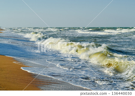 Sea waves coastal landscape, background, screensaver Sea waves coastal landscape, background, screensaver 136440030