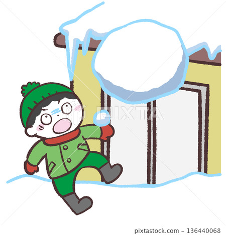 Illustration of a boy surprised by falling snow Illustration of a boy surprised by falling snow 136440068