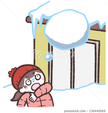 一幅描繪女子被飄落的雪嚇了一跳的插圖 一幅描繪女子被飄落的雪嚇了一跳的插圖 136440069