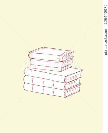堆疊的厚書線條畫 堆疊的厚書線條畫 136440073