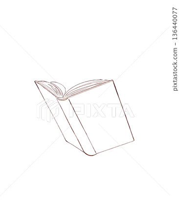 Thick book open line drawing Thick book open line drawing 136440077