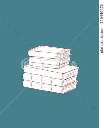 Stacked thick books line drawing Stacked thick books line drawing 136440078