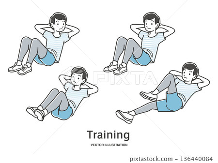 年輕男子正在做腹部運動 136440084