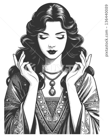 portrait of elegant woman raster 136440089
