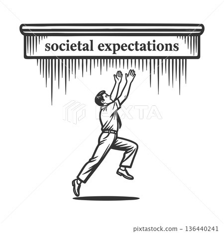 Man reaching for societal expectations raster 136440241