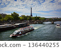 View of the Seine River and the Eiffel Tower in Paris, France 136440255