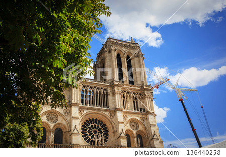 Notre Dame Cathedral under construction after the fire, Paris, France Notre Dame Cathedral under construction after the fire, Paris, France 136440258