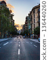 Picturesque view of sunset Barcelona city streets, Spain 136440260