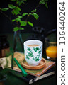 Cozy ceramic cup of cofee on spring background 136440264