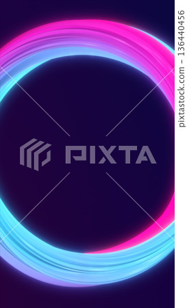 Neon circular frame with magenta-to-cyan gradient glow on dark purple background 136440456