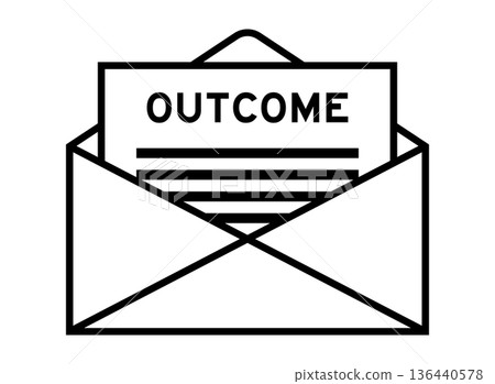 Envelope and letter sign with word outcome as the headline 136440578
