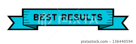 Ribbon label banner with word best results in blue color on white background Ribbon label banner with word best results in blue color on white background 136440594