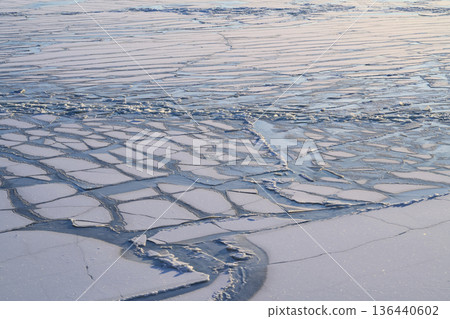 Ice Fragments Shimmer. Chilly Sea Ice Breaks Into Mosaic Structures 136440602