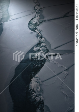 Ice Fragments Shimmer. Chilly Sea Ice Breaks Into Mosaic Structures 136440632