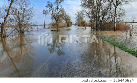 The impact of floods in Portugal in 2026, when rivers overflow and inundate agricultural fields 136440654
