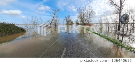 The impact of floods in Portugal in 2026, when rivers overflow and inundate agricultural fields 136440655
