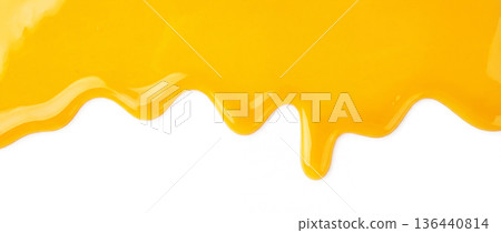 Orange juice dripping on a white background 136440814