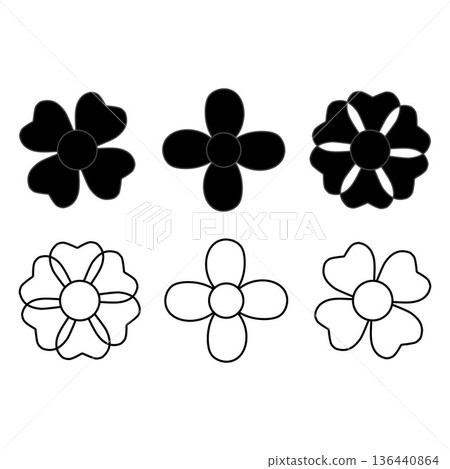 Collection of black daisy flower icons in solid silhouette and outline styles, perfect for logo design, branding, decorative elements, print, packaging, and modern botanical themed projects. Collection of black daisy flower icons in solid silhouette and outline styles, perfect for logo design, branding, decorative elements, print, packaging, and modern botanical themed projects. 136440864