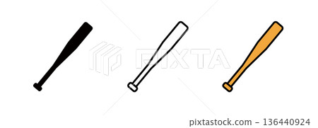 Baseball bat icon, batting image 136440924