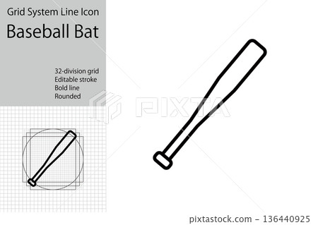 Baseball bat icon, batting image 136440925