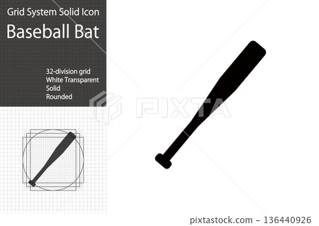 Baseball bat icon, batting image 136440926